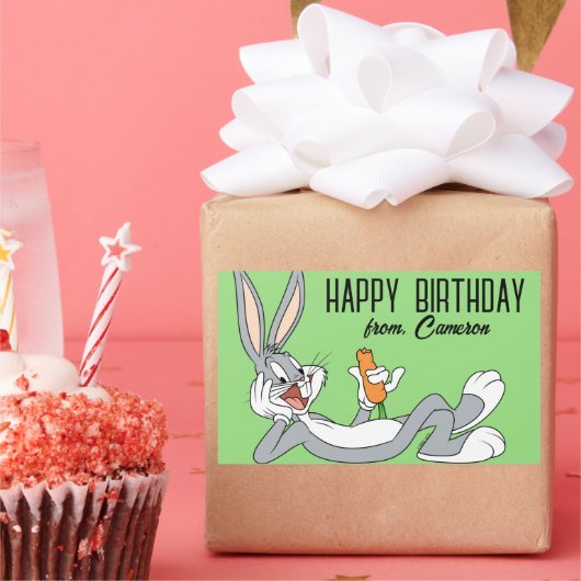 BUGS BUNNY™ liggen | Gefeliciteerd Rechthoekige Sticker (Feest)