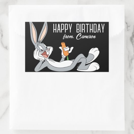 BUGS BUNNY™ liggen | Gefeliciteerd Rechthoekige Sticker (Tas)