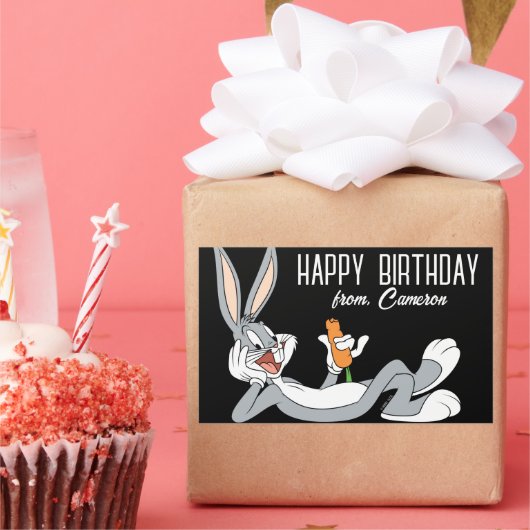 BUGS BUNNY™ liggen | Gefeliciteerd Rechthoekige Sticker (Feest)