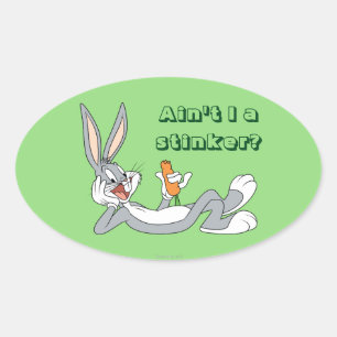 BUGS BUNNY™ Liggend terwijl hij wortel eet Ovale Sticker
