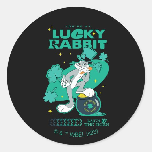 BUGS BUNNY™ Lucky Rabbit Ronde Sticker (Voorkant)