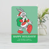 BUGS BUNNY™ Santa die gelukkig loopt Feestdagenkaart (Staand voorkant)