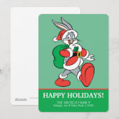 BUGS BUNNY™ Santa die gelukkig loopt Feestdagenkaart (Voorkant / Achterkant)