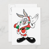 BUGS BUNNY™ Santa Waving Feestdagenkaart (Voorkant / Achterkant)