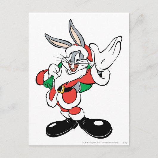 BUGS BUNNY™ Santa Waving Feestdagenkaart (Voorkant)