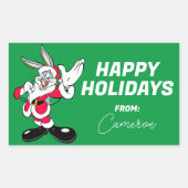 BUGS BUNNY™ Santa Waving PRETTIGE FEESTDAGEN | Rechthoekige Sticker (Voorkant)