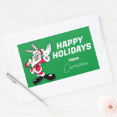 BUGS BUNNY™ Santa Waving PRETTIGE FEESTDAGEN | Rechthoekige Sticker (Envelop)