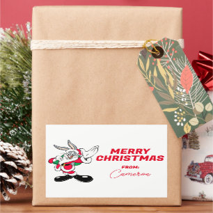 BUGS BUNNY™ Santa Waving PRETTIGE FEESTDAGEN Rechthoekige Sticker