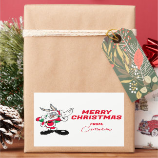 BUGS BUNNY™ Santa Waving PRETTIGE FEESTDAGEN | Rechthoekige Sticker