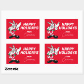 BUGS BUNNY™ Santa Waving PRETTIGE FEESTDAGEN | Rechthoekige Sticker (Vel)