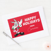 BUGS BUNNY™ Santa Waving PRETTIGE FEESTDAGEN | Rechthoekige Sticker (Envelop)