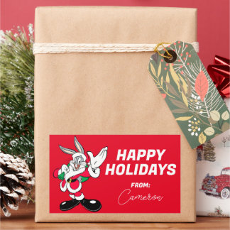 BUGS BUNNY™ Santa Waving PRETTIGE FEESTDAGEN | Rechthoekige Sticker
