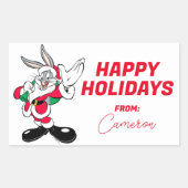 BUGS BUNNY™ Santa Waving PRETTIGE FEESTDAGEN | Rechthoekige Sticker (Voorkant)