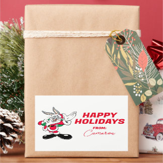BUGS BUNNY™ Santa Waving PRETTIGE FEESTDAGEN | Rechthoekige Sticker