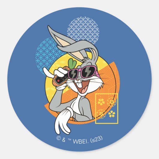 BUGS BUNNY™ Singaporees Vacature Grafisch Ronde Sticker (Voorkant)