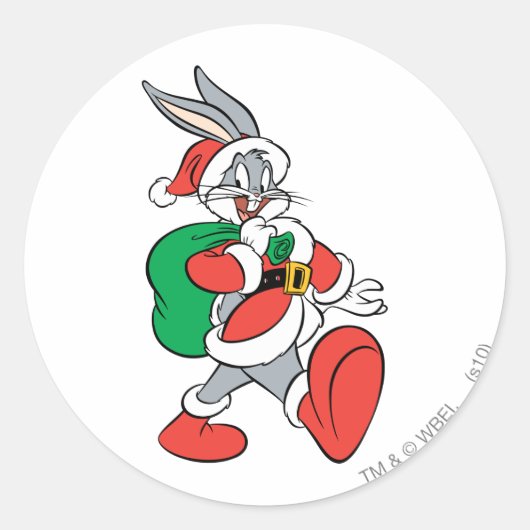 BUGS BUNNY™ Sinterklaas Ronde Sticker (Voorkant)