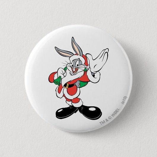 BUGS BUNNY™ Sinterklaas zwaait Ronde Button 5,7 Cm (Voorkant)