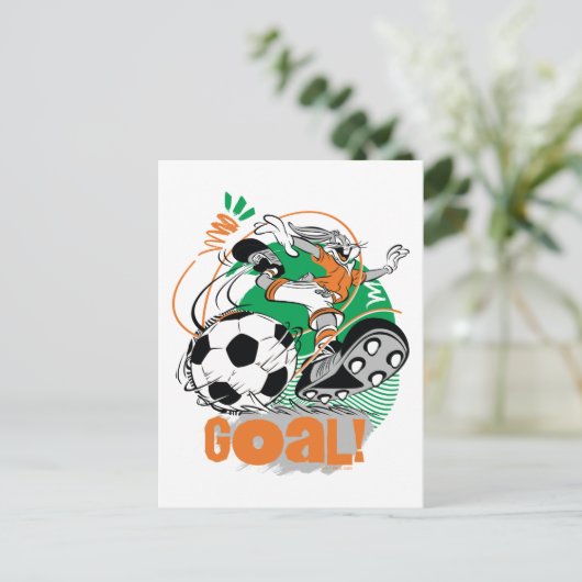 BUGS BUNNY™ Soccer Goal Briefkaart (Staand voorkant)
