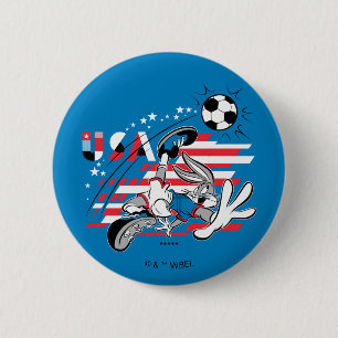 BUGS BUNNY™ Team USA Voetbal Grafisch Ronde Button 5,7 Cm