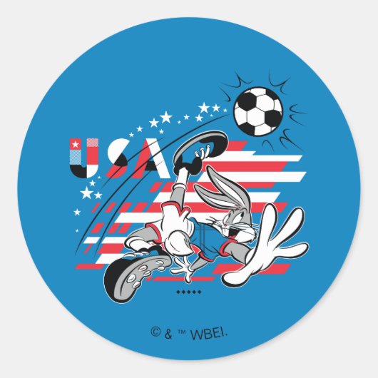 BUGS BUNNY™ Team USA Voetbal Grafisch Ronde Sticker (Voorkant)
