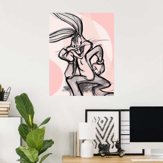 BUGS BUNNY™ Thinker Light Roze Poster (Thuiskantoor)