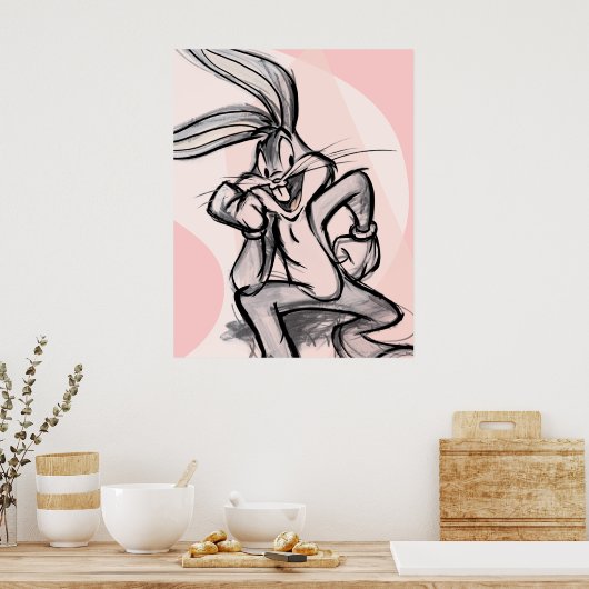 BUGS BUNNY™ Thinker Light Roze Poster (Keuken)