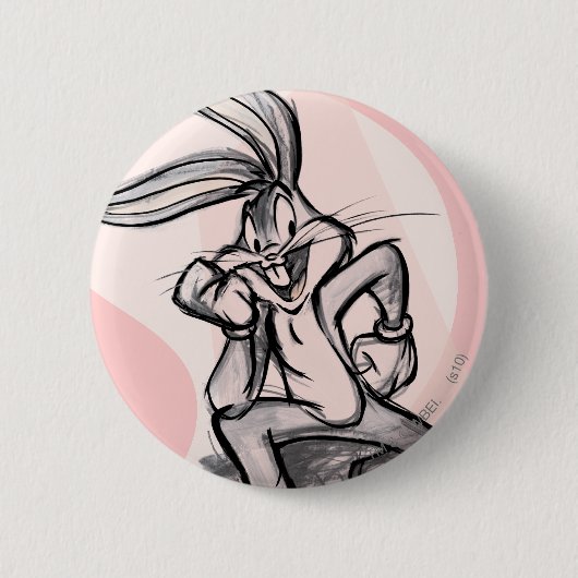 BUGS BUNNY™ Thinker Light Roze Ronde Button 5,7 Cm (Voorkant)