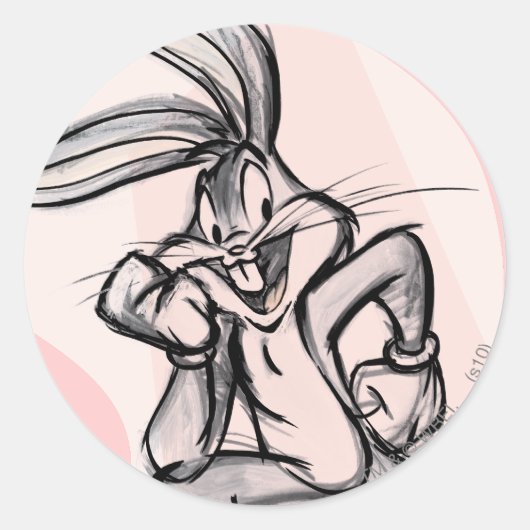 BUGS BUNNY™ Thinker Light Roze Ronde Sticker (Voorkant)