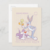 BUGS BUNNY™, TWEETY™, SYLVESTER™ Square Doelstelli Briefkaart (Voorkant / Achterkant)