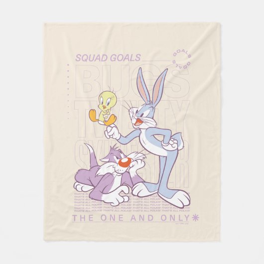 BUGS BUNNY™, TWEETY™, SYLVESTER™ Square Doelstelli Fleece Deken (Voorkant)