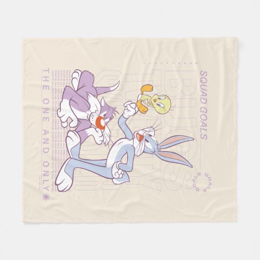 BUGS BUNNY™, TWEETY™, SYLVESTER™ Square Doelstelli Fleece Deken (Voorkant (Horizontaal))