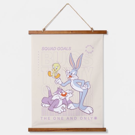 BUGS BUNNY™, TWEETY™, SYLVESTER™ Square Doelstelli Hangend Wandkleed (Voorkant)