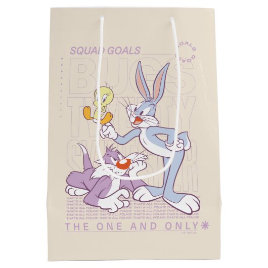 BUGS BUNNY™, TWEETY™, SYLVESTER™ Square Doelstelli Medium Cadeauzakje (Achterkant)