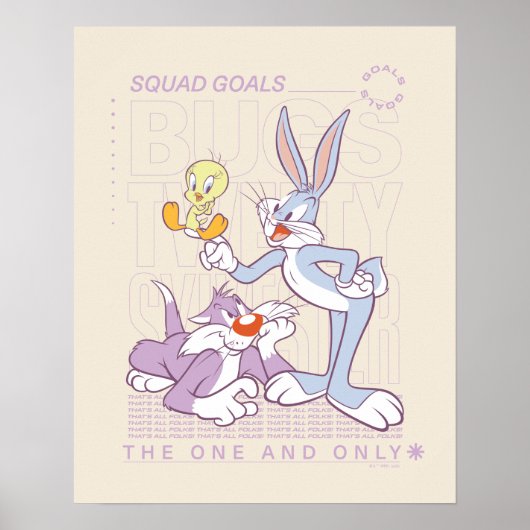 BUGS BUNNY™, TWEETY™, SYLVESTER™ Square Doelstelli Poster (Voorkant)