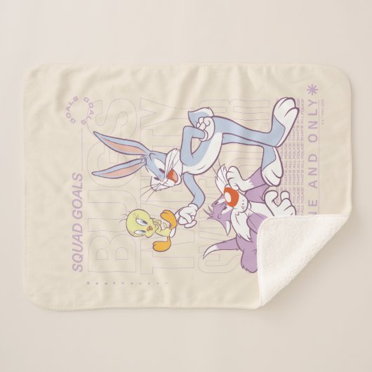 BUGS BUNNY™, TWEETY™, SYLVESTER™ Square Doelstelli Sherpa Deken (Voorkant (horizontaal))