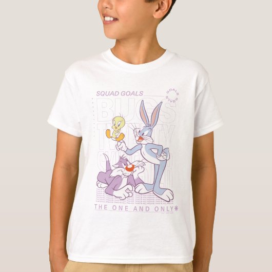 BUGS BUNNY™, TWEETY™, SYLVESTER™ Square Doelstelli T-shirt (Voorkant)