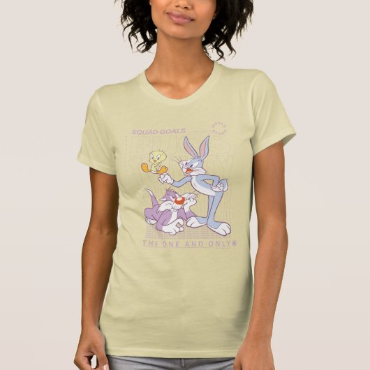 BUGS BUNNY™, TWEETY™, SYLVESTER™ Square Doelstelli T-shirt (Voorkant)