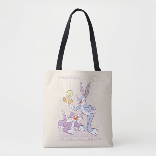 BUGS BUNNY™, TWEETY™, SYLVESTER™ Square Doelstelli Tote Bag (Voorkant)