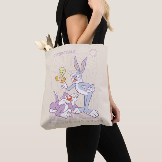BUGS BUNNY™, TWEETY™, SYLVESTER™ Square Doelstelli Tote Bag (Dichtbij)