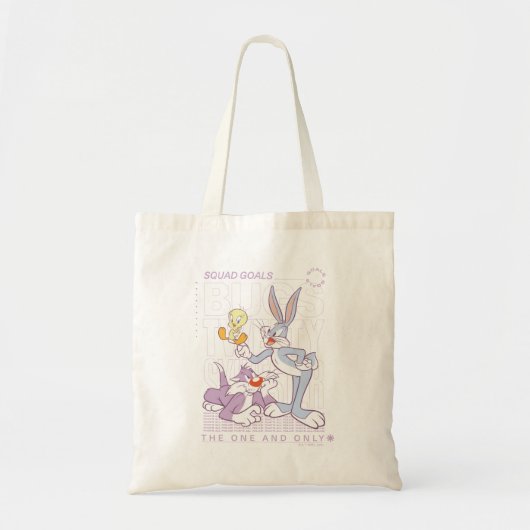 BUGS BUNNY™, TWEETY™, SYLVESTER™ Square Doelstelli Tote Bag (Voorkant)
