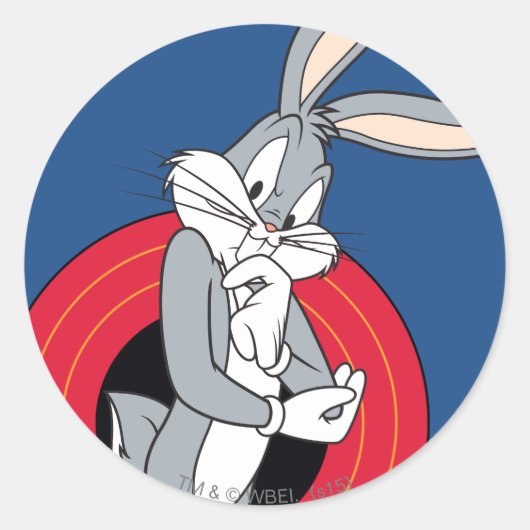 BUGS BUNNY™ via LOONEY TUNES™ Rings Ronde Sticker (Voorkant)