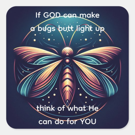 Bugs Butt Light Up Firefly Lightning bug Grappig Vierkante Sticker (Voorkant)