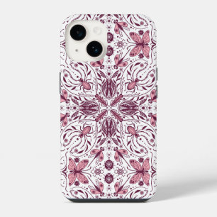 Bugs, donkere magenta en roze op wit iPhone 14 hoesje