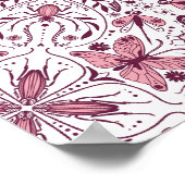 Bugs, donkere magenta en roze op wit poster (Hoek)