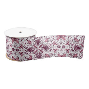 Bugs, donkere magenta en roze op wit satijnen lint