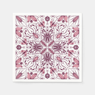 Bugs, donkere magenta en roze op wit servet