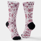 Bugs, donkere magenta en roze op wit sokken (Gebogen)