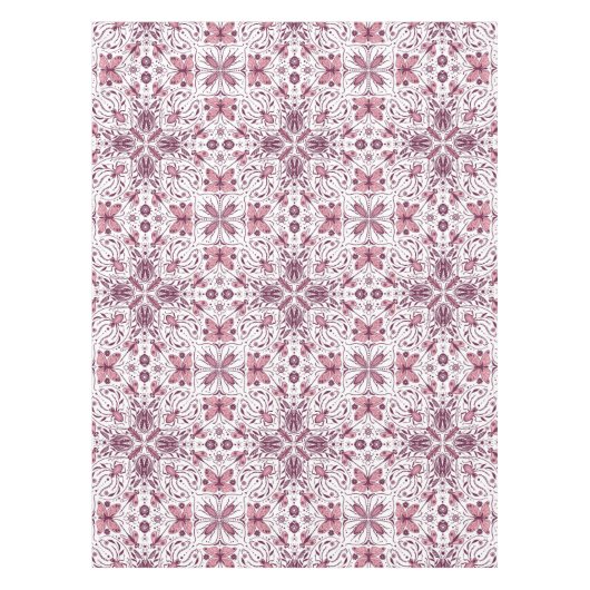 Bugs, donkere magenta en roze op wit tafelkleed (Voorkant)