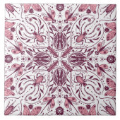 Bugs, donkere magenta en roze op wit tegeltje (Voorkant)
