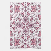 Bugs, donkere magenta en roze op wit theedoek (Verticaal)